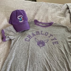 🏀💜 Charlotte Hornets Ringer Tee & Hat Bundle 💜🏀